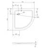 Imagina 10/10 - Coria 80x80x5 cm Cădiță de duș semicirculară, acril, cu sifon inclus