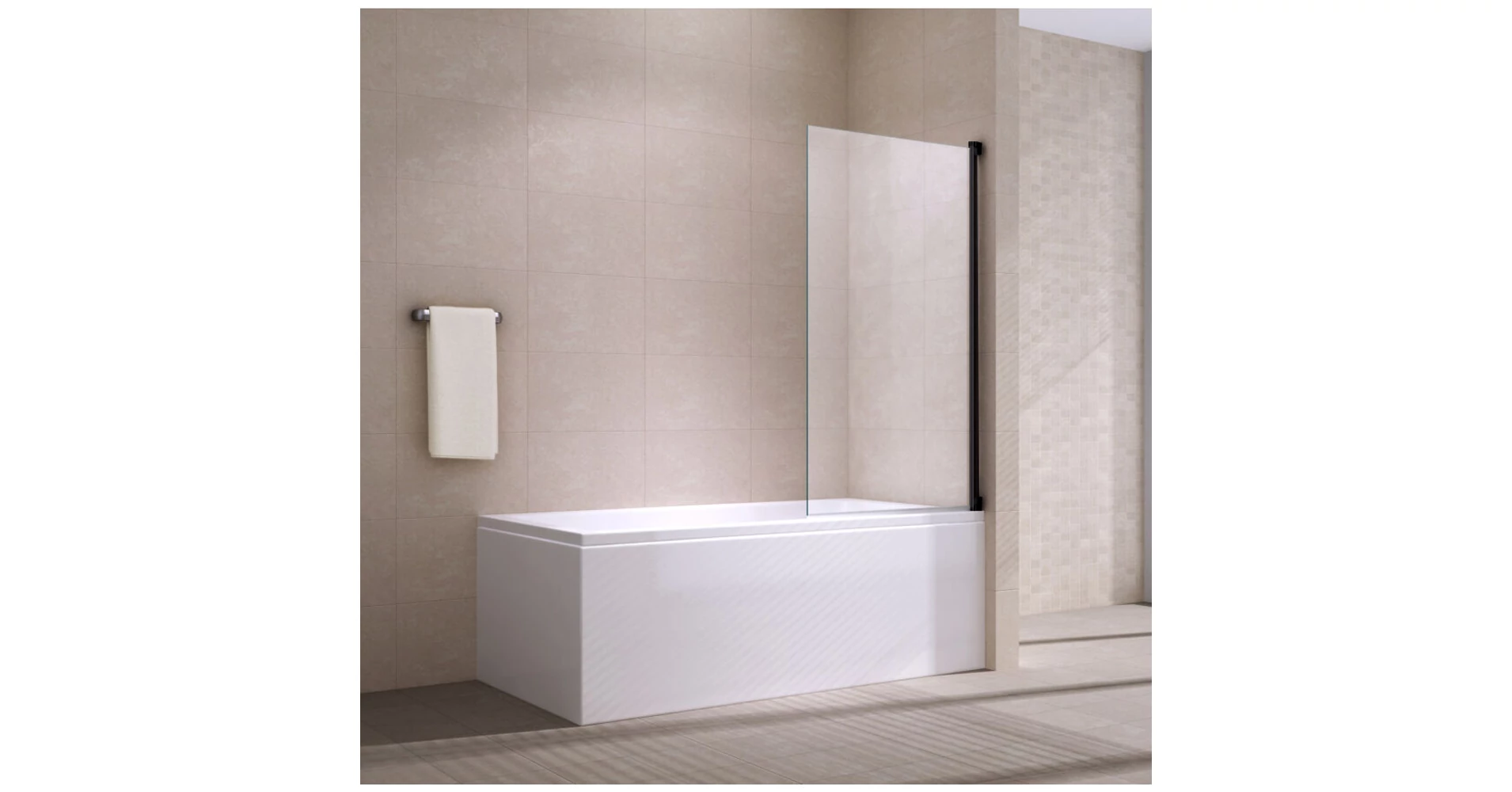PARAVANE PENTRU CĂZI Evora || Negru 6mm, 70x140, paravană pentru căzi ...
