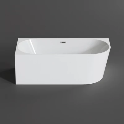 CORNER Cadă de baie semi-freestanding, colț, stânga, alb, 150x75x58 cm