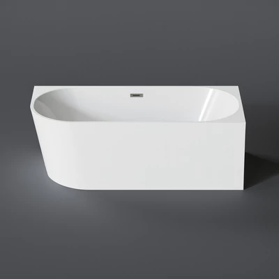 CORNER Cadă de baie semi-freestanding, colț, dreapta, alb, 150x75x58 cm