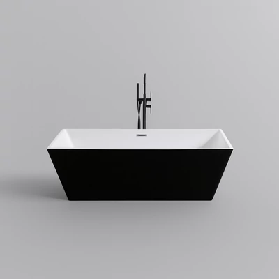 CUBE Cadă de baie freestanding, alb-negru, 170x75x58 cm