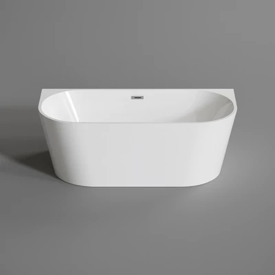 LANA Cadă de baie semi-freestanding, pentru montaj lângă perete, alb, 160x80x58 cm