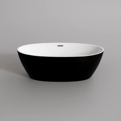 OVAL Cadă de baie freestanding, alb-negru, 155x80x58 cm