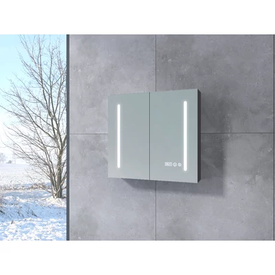 Sevilla || Gri antracit mat, dulap cu două uși și oglindă, cu iluminare LED 60 cm