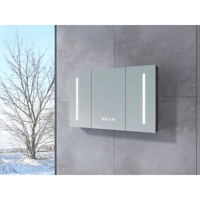 Vicenza || Gri antracit mat, dulap cu trei uși și oglindă, cu iluminare LED 100 cm
