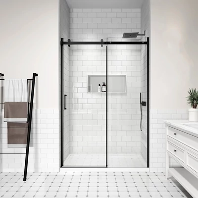 Milano Black ușă de duș glisantă, 120x195cm, 8mm