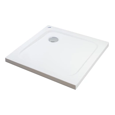Coria || 100x100x5 cm Cădiță de duș pătrată, acril, cu sifon inclus