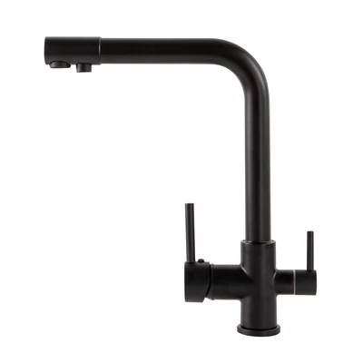 Portland Black Baterie de bucătărie cu 3 căi pentru sistem de filtrare a apei