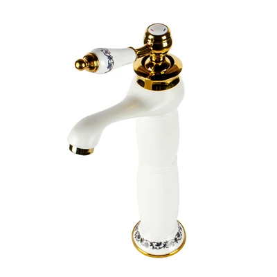 Izmir White & Gold Baterie retro înălțată pentru lavoar