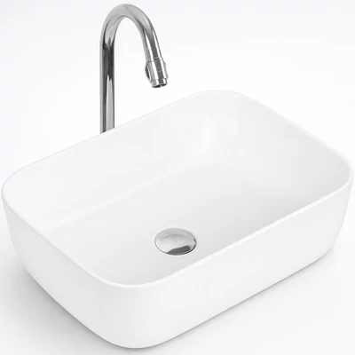 BERLIN || Lavoar montat pe blat, ceramică, alb, dreptunghiular