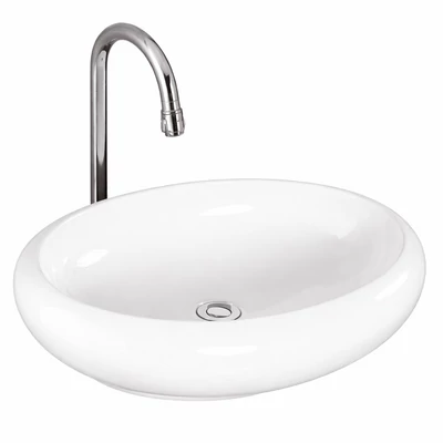 MERANO || Lavoar montat pe blat, ceramică, alb, oval