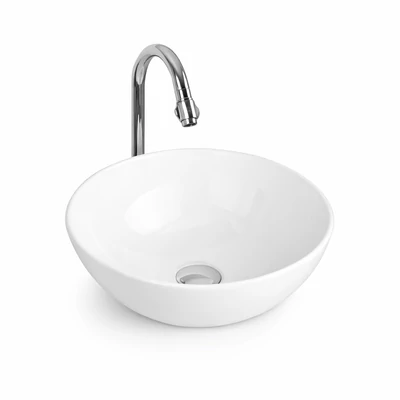 PARMA || Lavoar montat pe blat, ceramică, alb, rotund