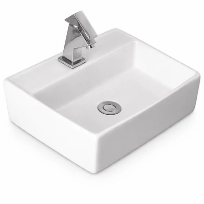 LINZ || Lavoar montat pe blat, ceramică, alb, pătrat