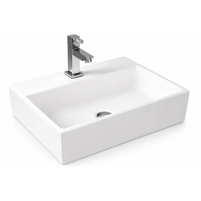 LEER || Lavoar montat pe blat, ceramică, alb, pătrat