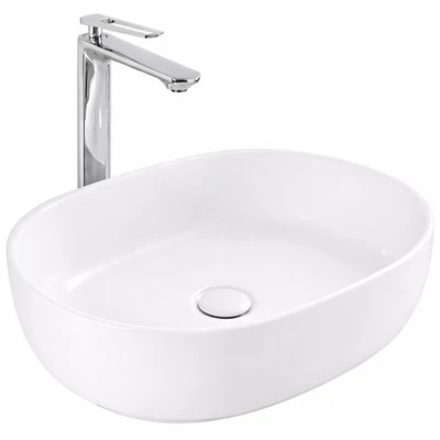 LIGNANO || Lavoar montat pe blat, ceramică, alb, oval