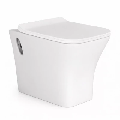 OSLO || Vas toaletă suspendat, cu spălare adâncă, cu capac WC slim, ceramică, alb