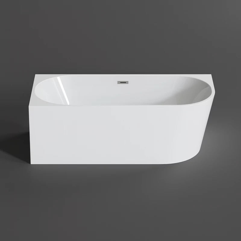 CORNER Cadă de baie semi-freestanding, colț, stânga, alb, 150x75x58 cm