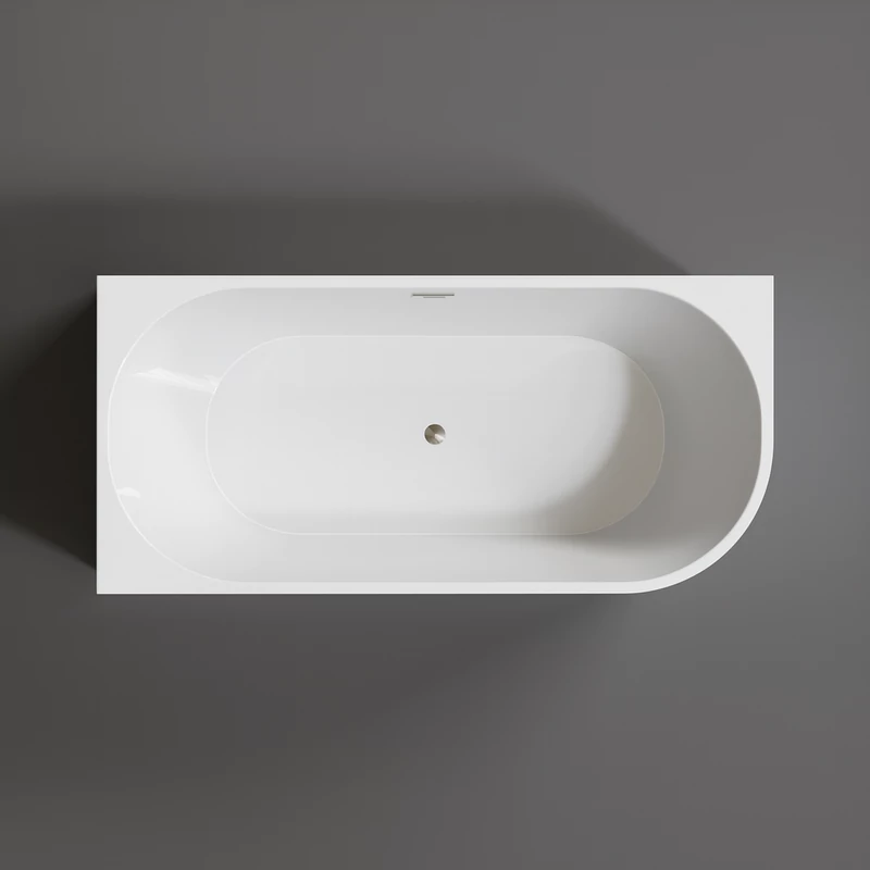 CORNER Cadă de baie semi-freestanding, colț, stânga, alb, 150x75x58 cm