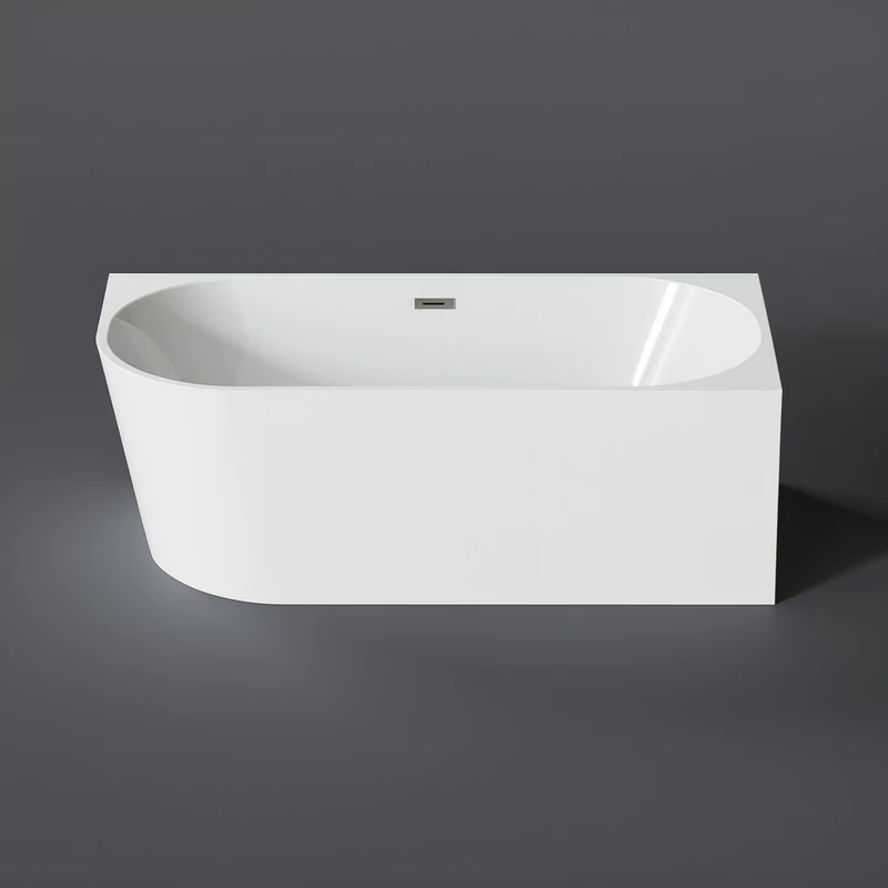 CORNER || Cadă de baie semi-freestanding, colț, dreapta, alb, 150x75x58 cm