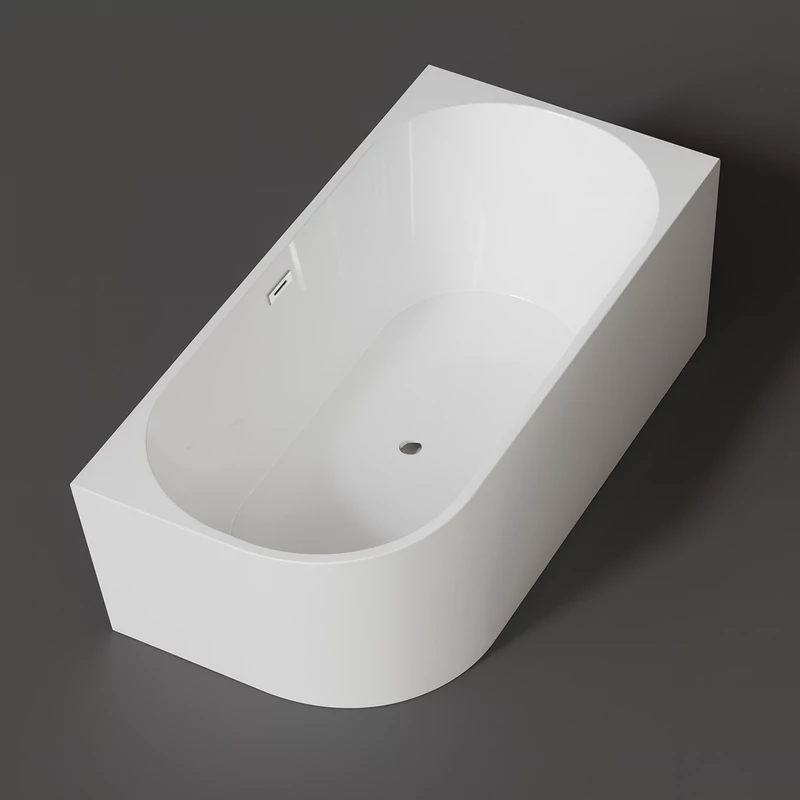 CORNER Cadă de baie semi-freestanding, colț, dreapta, alb,150x75x58 cm