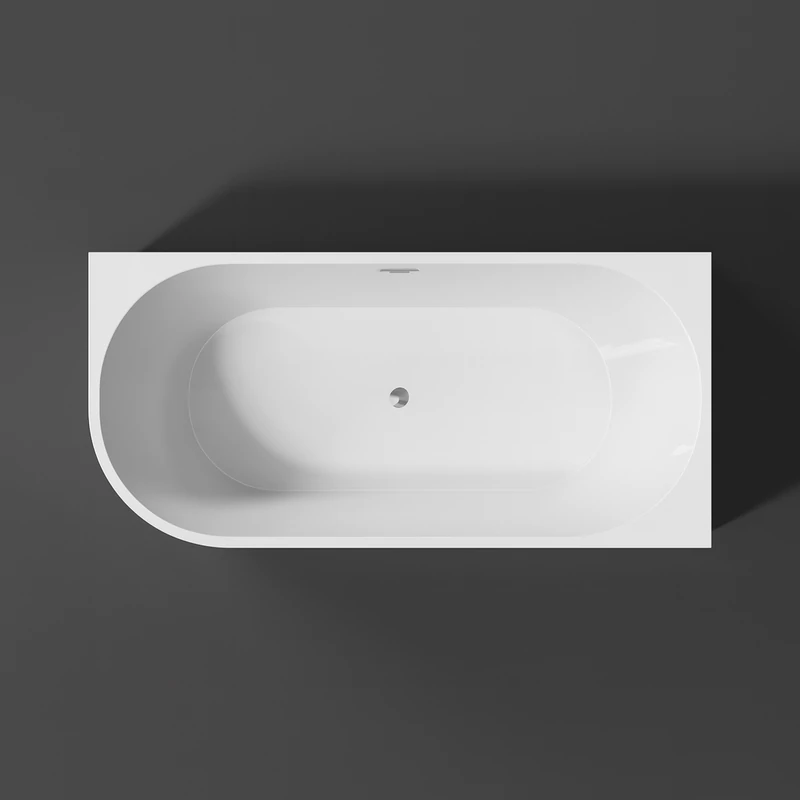 CORNER Cadă de baie semi-freestanding, colț, dreapta, alb,150x75x58 cm