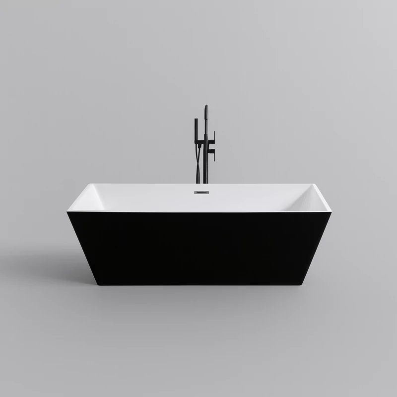 CUBE Cadă de baie freestanding, alb-negru, 170x75x58 cm