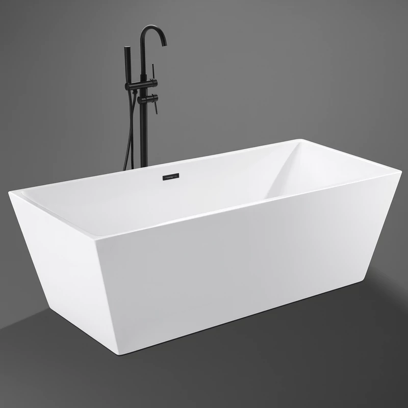 CUBE Cadă de baie freestanding, negru, 170x75x58 cm