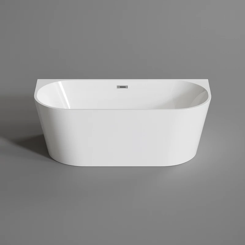 LANA Cadă de baie semi-freestanding, pentru montaj lângă perete, albă, 160x80x58 cm