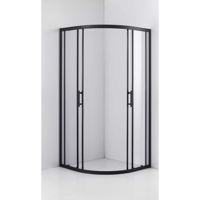 Murcia Negru Cabină De Duș Semirotundă  80x80, 190cm, 6mm, NANO