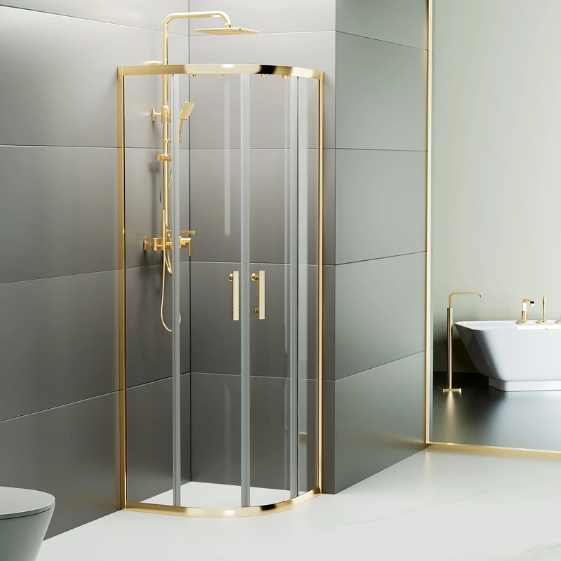 Murcia || Gold Cabină De Duș Semirotundă 80x80, 190cm, 6mm NANO