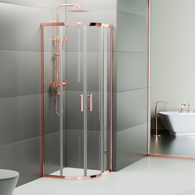 Murcia || Rose Gold Cabină De Duș Semirotundă 80x80, 190cm, 6mm NANO