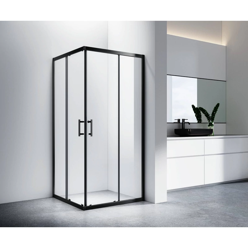 Motril Negru Cabină de duș 80x80, 190cm, 6mm, NANO