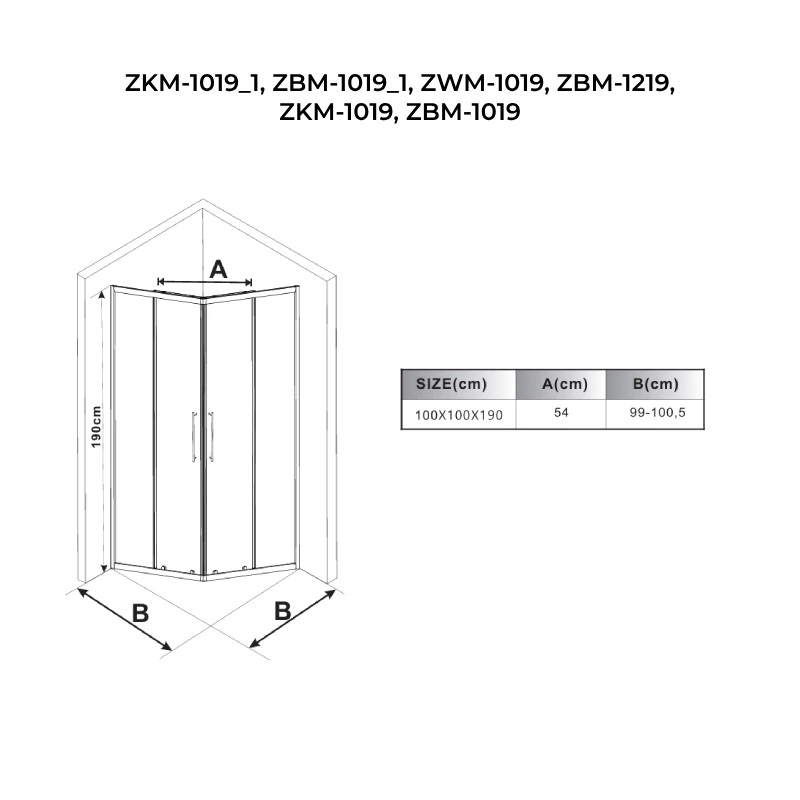 Motril Cabină de duș 100x100, 190cm, 6mm, NANO