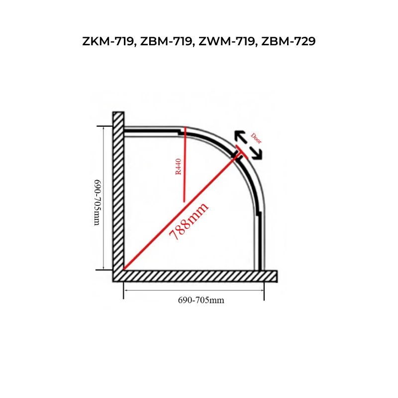 Avignon 6mm Black curbată Cabină de duș 70*70 190cm