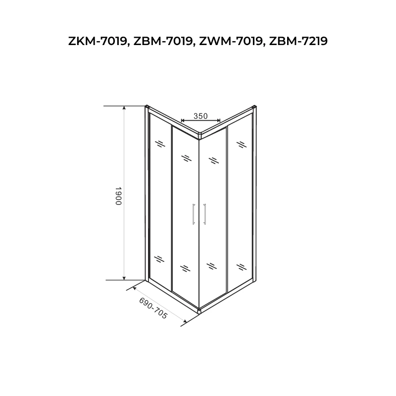 Toulon 6mm Black Cabină de duș 70*70 190cm