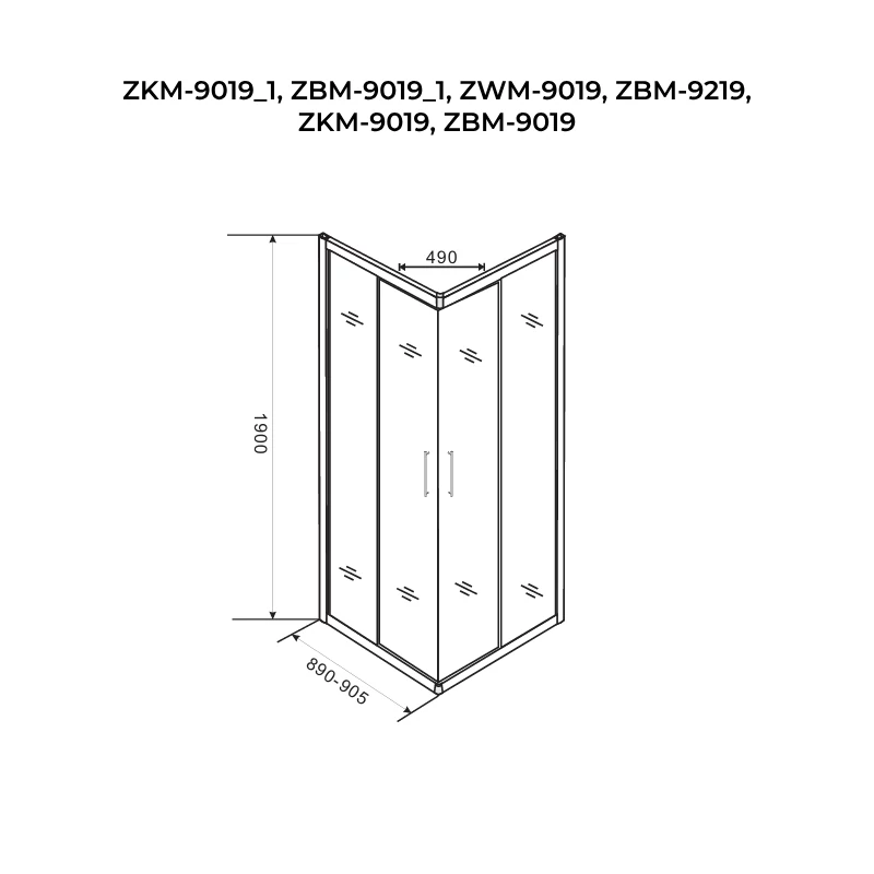 Motril Negru Cabină de duș 90x90, 190cm, 6mm NANO