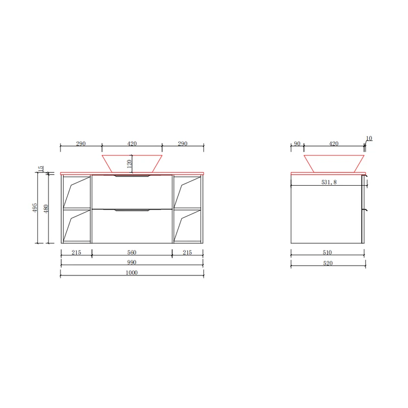 Rennes Sonoma Dulap de baie cu lavoar