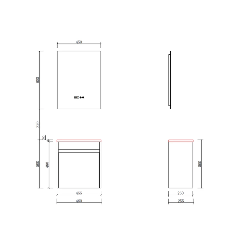 Zamora White Dulap de baie cu lavoar și oglindă, LED