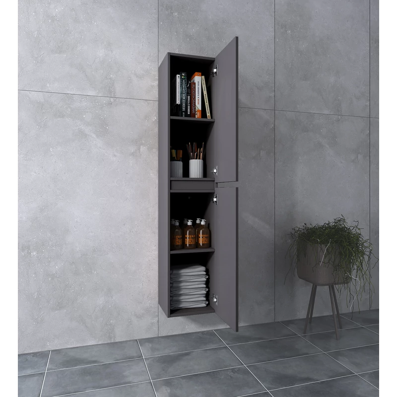Burgundia || Gri antracit mat, dulap de baie