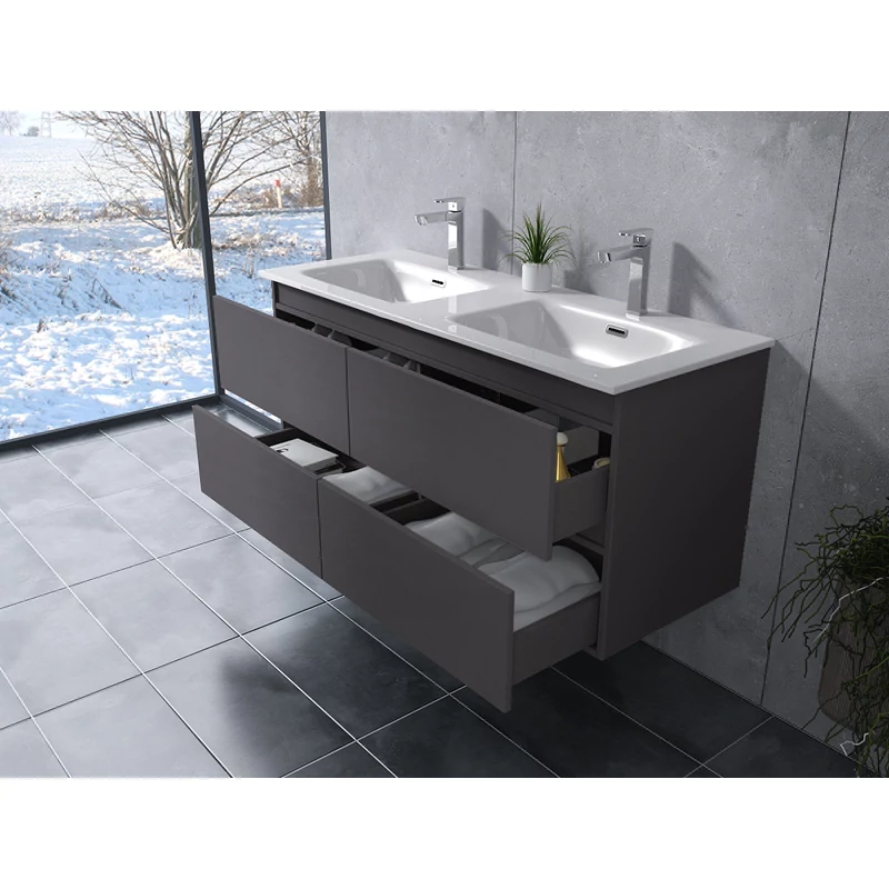 Dijon || Gri antracit mat, dulap de baie cu lavoar 120cm