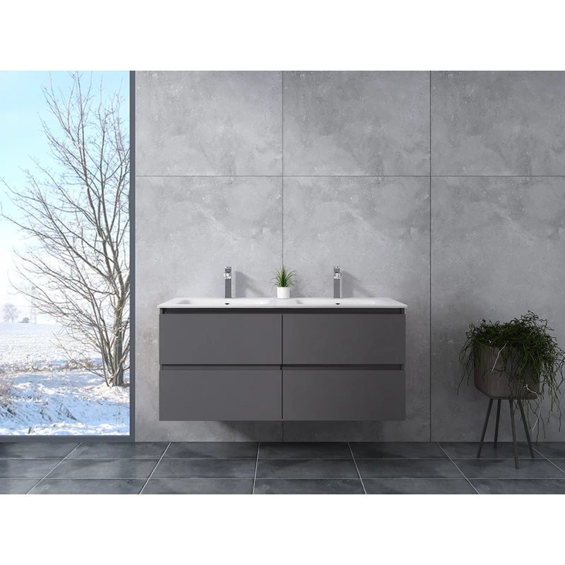 Dijon || Gri antracit mat, dulap de baie cu lavoar 120cm