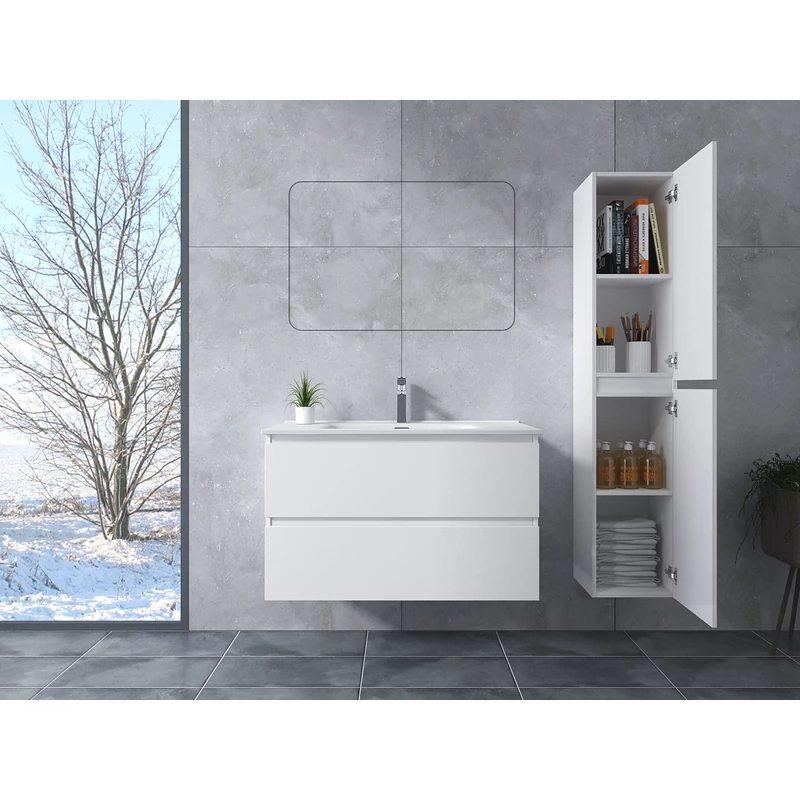 Catania || White Dulap de baie cu lavoar 60cm