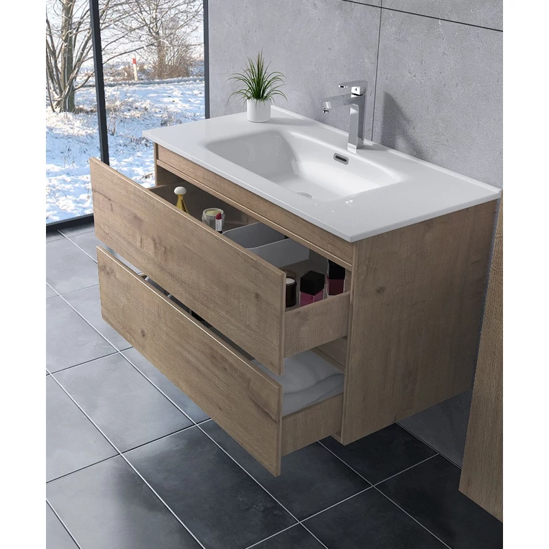 Catania Sonoma Dulap de baie cu lavoar 100cm