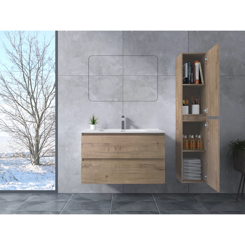 Catania Sonoma Dulap de baie cu lavoar 100cm
