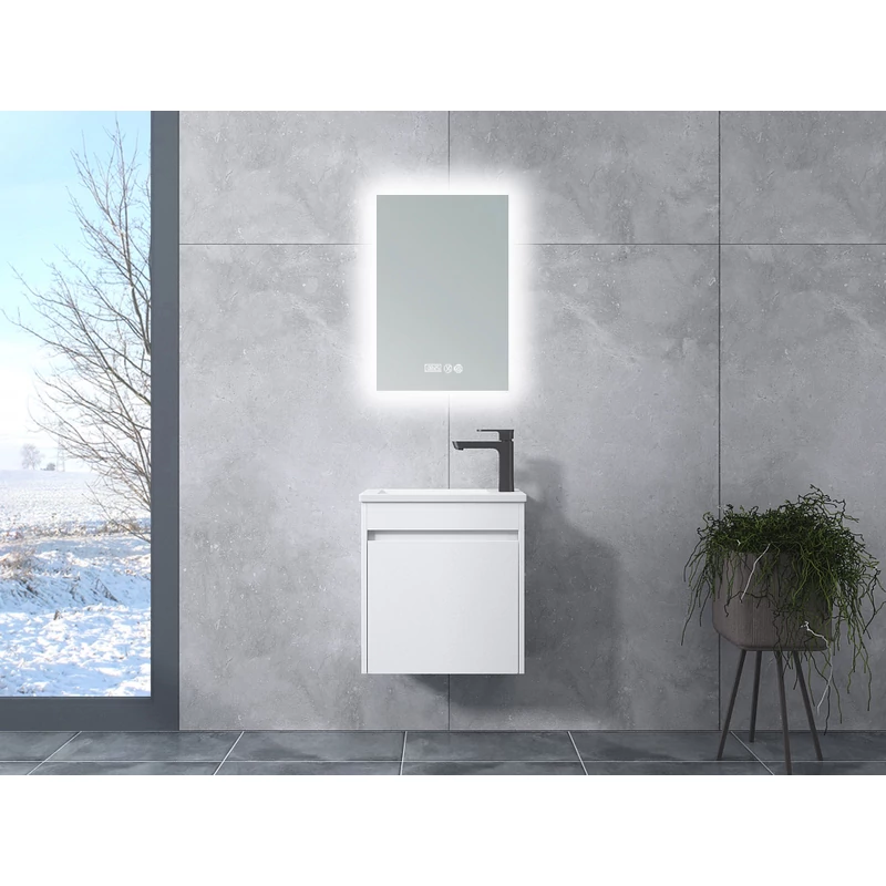 Zamora White Dulap de baie cu lavoar și oglindă, LED