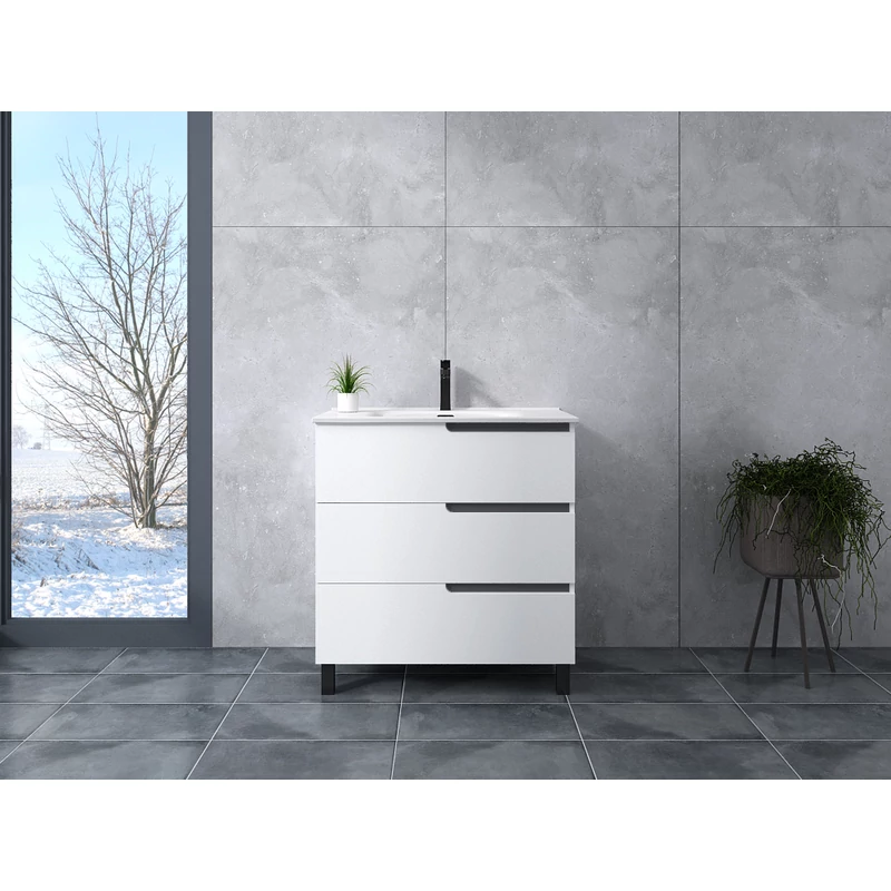 Torino White Dulap de baie cu lavoar 60cm