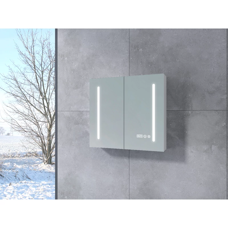 Sevilla White Dulap cu două uși și oglindă, LED 60 cm