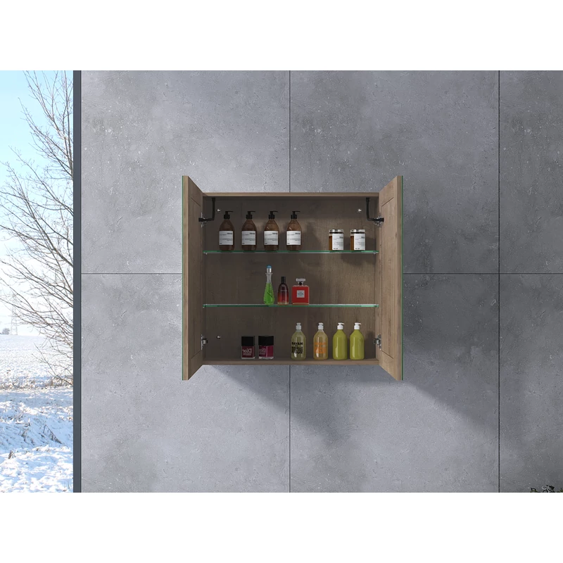 Sevilla Sonoma Dulap cu două uși și oglindă, LED 60 cm