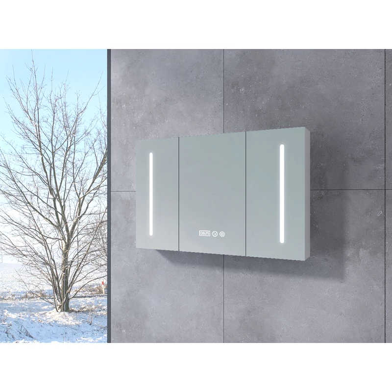 Vicenza || White Dulap cu trei uși și oglindă, LED 100 cm