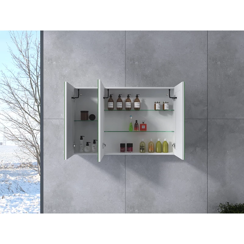 Vicenza White Dulap cu trei uși și oglindă, LED 100 cm